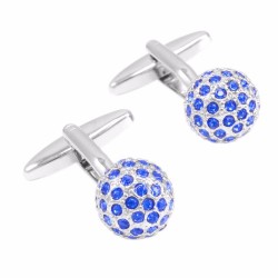 Cufflinks de cristal azul redondo de luxo