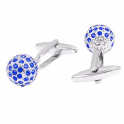 Cufflinks de cristal azul redondo de luxo