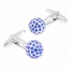 Cufflinks de cristal azul redondo de luxo