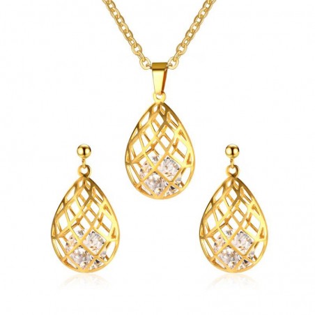 Hollow Out Drops Necklace & Earrings Jewellery SetJewellery Sets