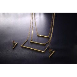3 colar de camada e brincos Conjunto de jóias