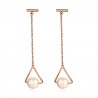 Triângulos e pérolas - rosa brincos longos de ouro