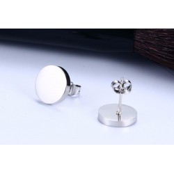 Round Black & Silver Stud EarringsEarrings