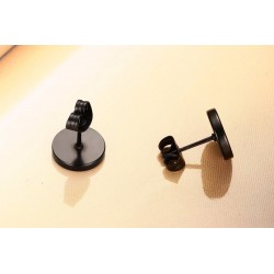 Round Black & Silver Stud EarringsEarrings