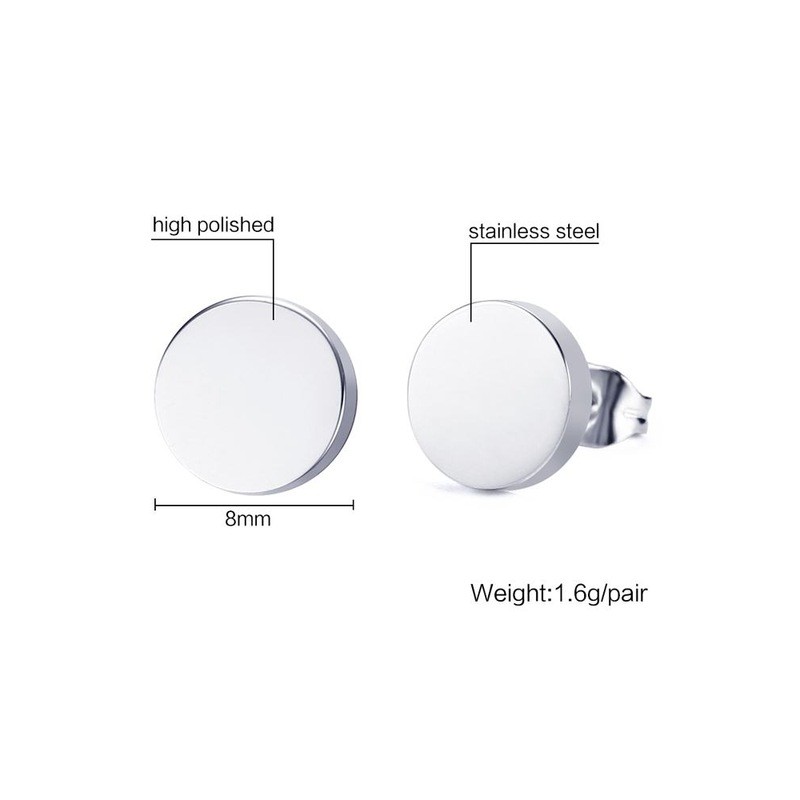 Round Black & Silver Stud EarringsEarrings