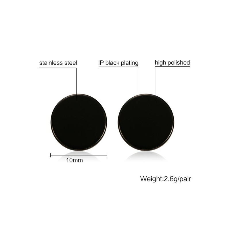 Round Black & Silver Stud EarringsEarrings