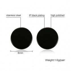 Round Black & Silver Stud EarringsEarrings