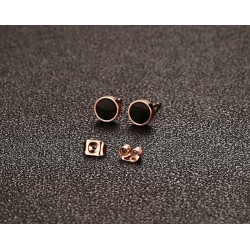 Preto & branco rosa ouro stud brincos redondos