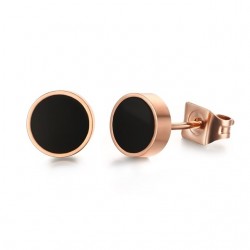 Preto & branco rosa ouro stud brincos redondos