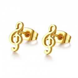 Brincos de notas de música dourada