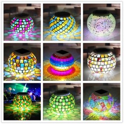 Lâmpada de luz solar do jardim da bola do vidro do mosaico impermeável