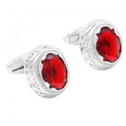 Cufflinks de zircônia vermelha