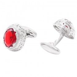 Cufflinks de zircônia vermelha