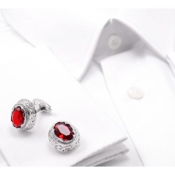 Cufflinks de zircônia vermelha