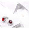 Cufflinks de zircônia vermelha