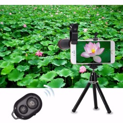 iPhone 8 7 6 5 S Smartphone Kit de lente de telescópio telefoto móvel tripé 12X