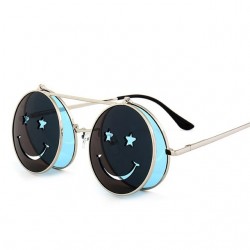 Vaporpunk Vintage redondo lente dupla óculos de sol Unisex