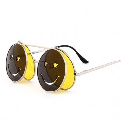 Vaporpunk Vintage redondo lente dupla óculos de sol Unisex