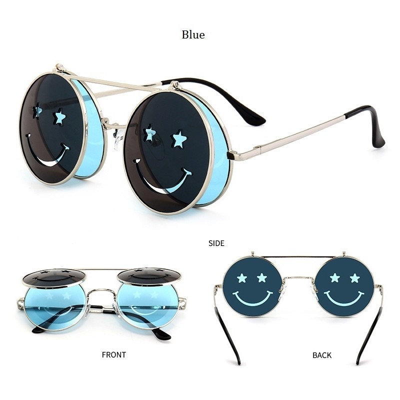 Steampunk Vintage Round Double Lens Sunglasses UnisexSunglasses