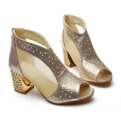 Elegante Shiny Sandals Booties