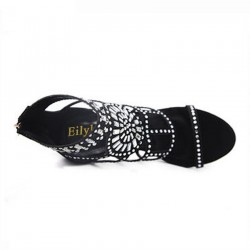 Sexy high heel sandals - with pearls / studs - ankle length / back zipperSandals