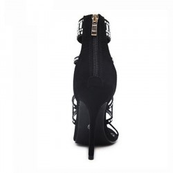 Sexy high heel sandals - with pearls / studs - ankle length / back zipperSandals