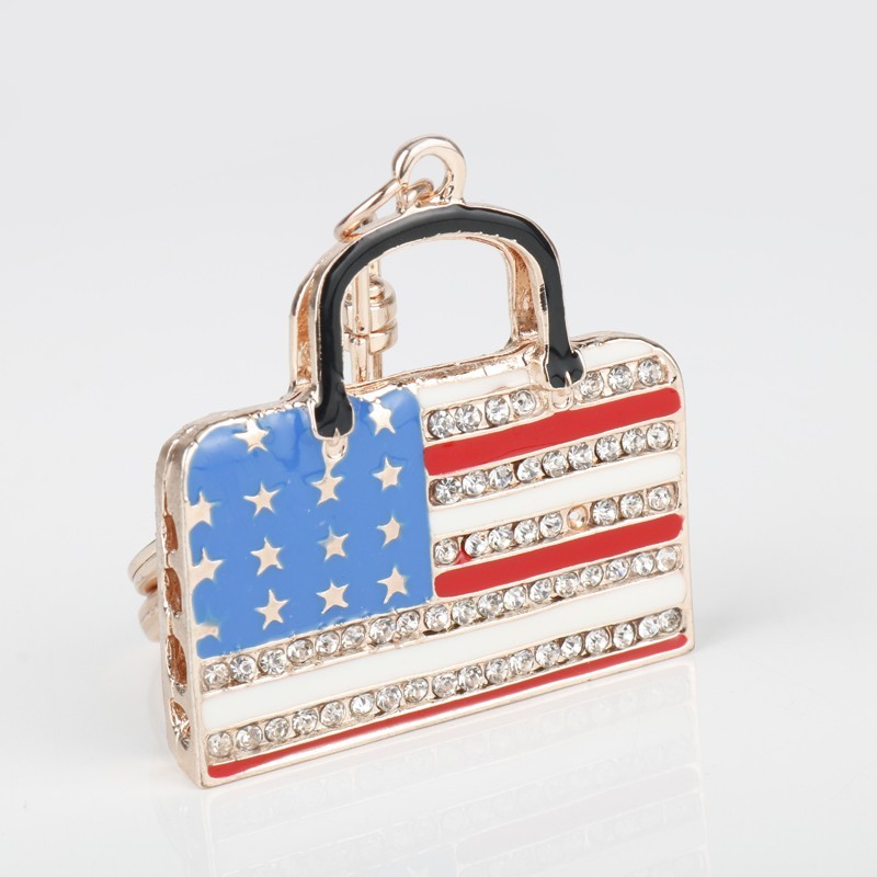 Rhinestone & cristal bolsa - chaveiro