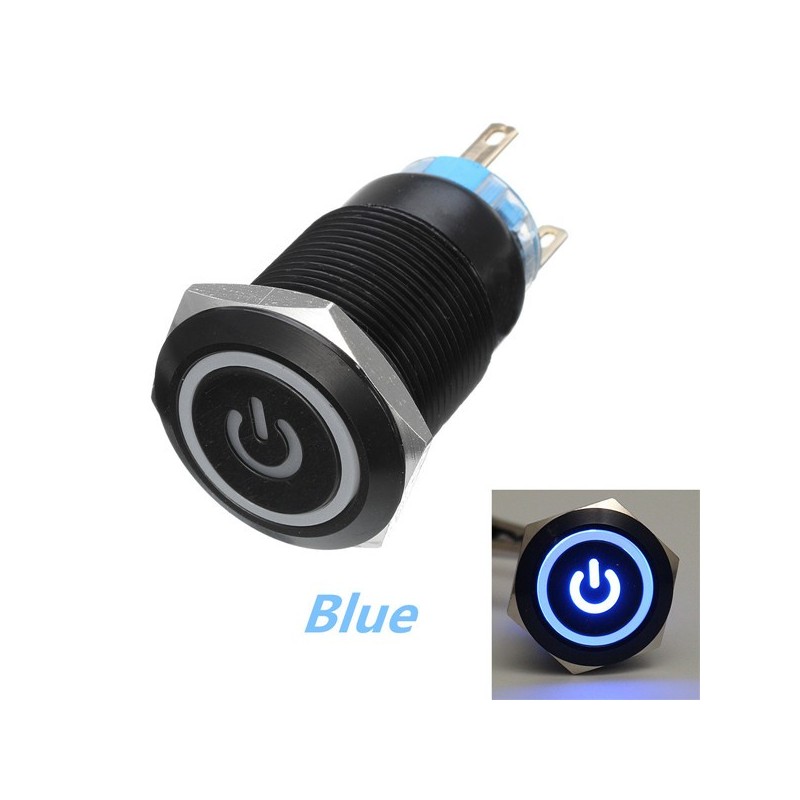 12V 5-pin 19mm metal push button - momentary power switch with LED - waterproof switch - BlackSwitches 12V 5-pin 19mm metal push button - momentary power switch with LED - waterproof switch - BlackSwitches