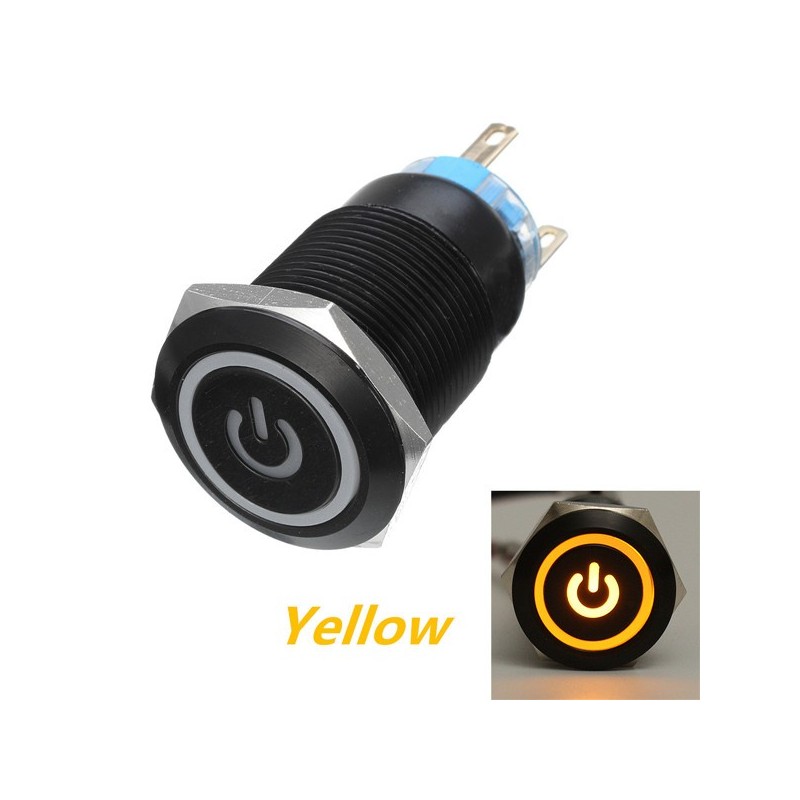 12V 5-pin 19mm metal botão de pressão - interruptor de energia momentâneo com LED - interruptor impermeável - Preto 12V 5-pin 19mm metal botão de pressão - interruptor de energia momentâneo com LED - interruptor impermeável - Preto