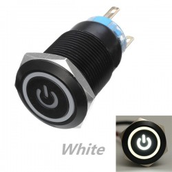 12V 5-pin 19mm metal push button - momentary power switch with LED - waterproof switch - BlackSwitches