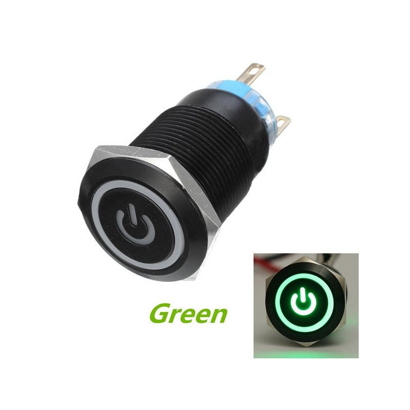 12V 5-pin 19mm metal botão de pressão - interruptor de energia momentâneo com LED - interruptor impermeável - Preto 12V 5-pin 19mm metal botão de pressão - interruptor de energia momentâneo com LED - interruptor impermeável - Preto