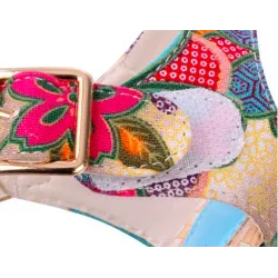 Flower pattern wedge heel sandalsSandals