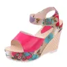Flower pattern wedge heel sandalsSandals