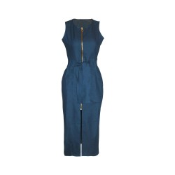 Jeans midi vestido - com zíper