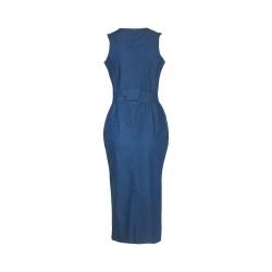 Jeans midi vestido - com zíper