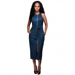 Jeans midi vestido - com zíper