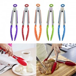 Stainless Steel Silicone Kitchen BBQ - Salad Bread TongBBQ