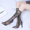 Mid-Half Summer Boots Thin High Heels Pointed Toe ZipperBoots