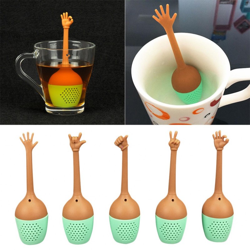 Mão gestos em forma de infusor de chá - estirador de silicone