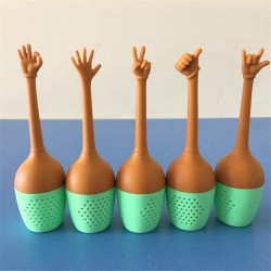 Mão gestos em forma de infusor de chá - estirador de silicone
