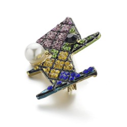 Broche de cachorro de cristal colorido