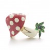 Red enamel mushroom crystal broochBrooches