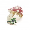 Red enamel mushroom crystal broochBrooches