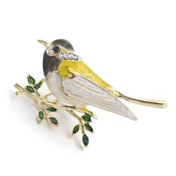 Oriole pássaro rhinestone e broche de esmalte