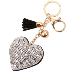 Rhinestone heart & tassel - keychain - keyringKeyrings