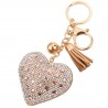 Rhinestone heart & tassel - keychain - keyringKeyrings
