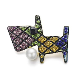 Broche de cachorro de cristal colorido