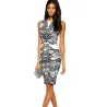 Elegante vintage floral impressão midi vestido