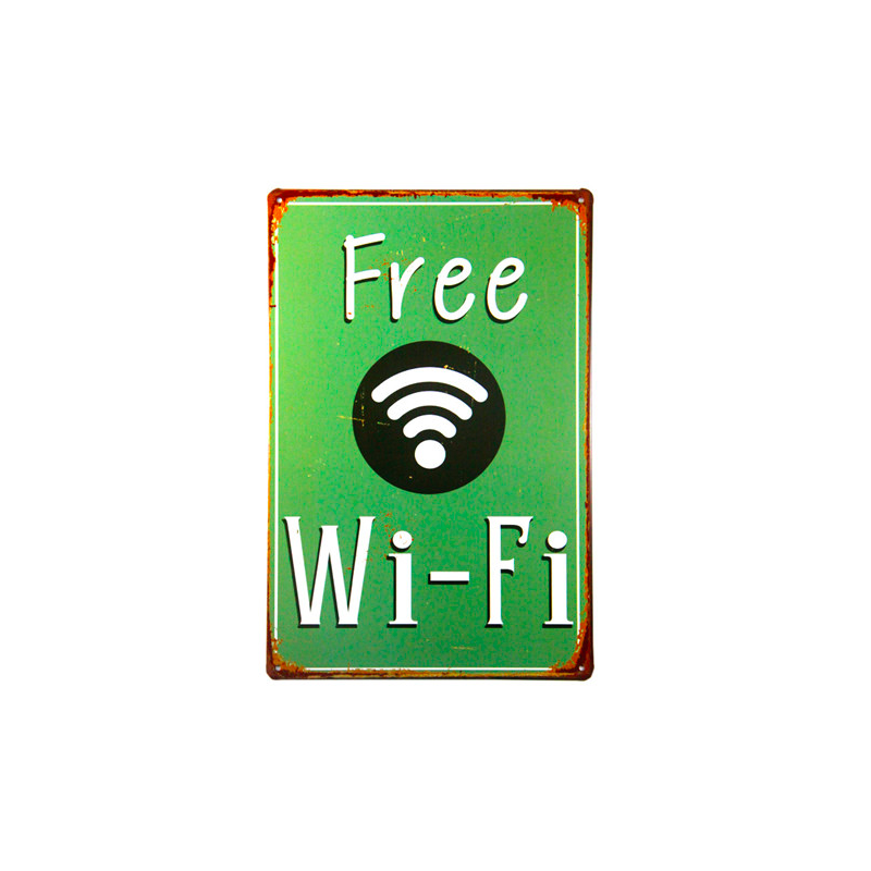 Poster de sinal de metal vintage Wifi grátis