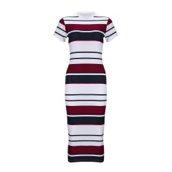 Vestido de lápis magro listrado midi